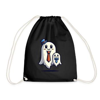 Papa Gespenst Vater Mit Sohn Lustiges Halloween - Turnbeutel - Schwarz - Vorne