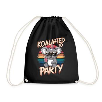 Koalafied To Party: Funny Koala with - Drawstring Bag - black - Front