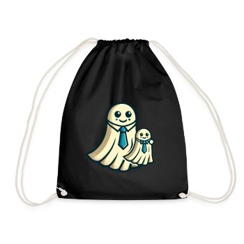 Dad Ghost Father with Child Funny Halloween - Drawstring Bag - black - Front