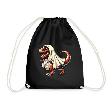 Cute Dinosaur Ghost Funny T-Rex - Drawstring Bag - black - Front