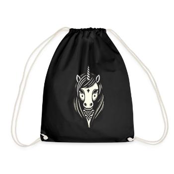 Creepy Gothic Unicorn Costume Idea Spooky Season - Drawstring Bag - black - Front