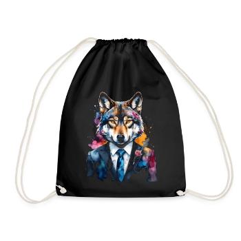 Costume de loup Imprimé coloré de design d’animaux - Sac de sport léger - noir - Devant