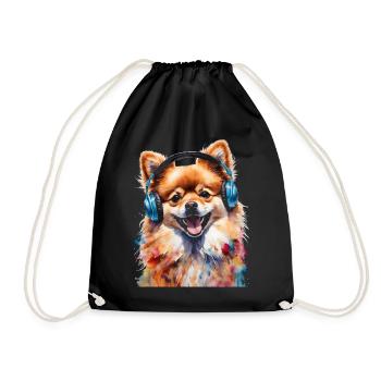 Loulou de Poméranie Casque Chien Imprimer - Sac de sport léger - noir - Devant