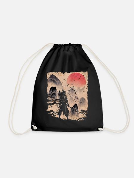 Japan Vintage Samurai japanische Kunst - Turnbeutel - Schwarz
