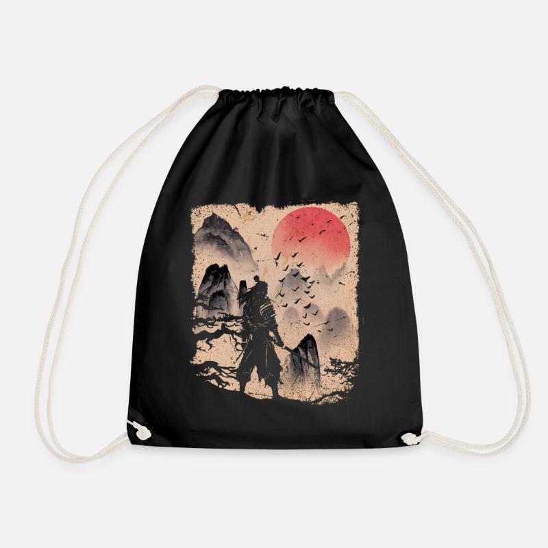 Japan Vintage Samurai japanische Kunst - Turnbeutel - Schwarz