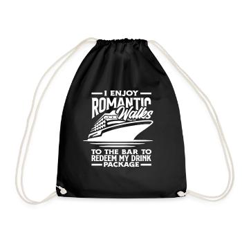I enjoy romantic walks to the bar - Drawstring Bag - black - Front