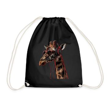 Giraffen Motiv Tier Tierliebhaber Kopfhörer Kunst - Turnbeutel - Schwarz - Vorne