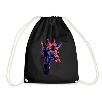 Girafe motif animal animal amoureux des écouteurs Art - Sac de sport léger - noir - Devant