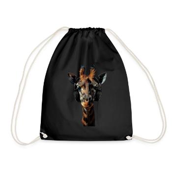 Girafe motif animal animal amoureux des écouteurs Art - Sac de sport léger - noir - Devant