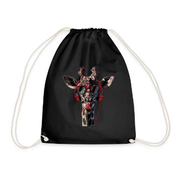 Girafe motif animal animal amoureux des écouteurs Art - Sac de sport léger - noir - Devant