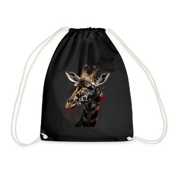Girafe motif animal animal amoureux des écouteurs Art - Sac de sport léger - noir - Devant