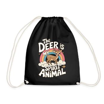 Reh The Deer Is My Spirit Animal Reh - Turnbeutel - Schwarz - Vorne