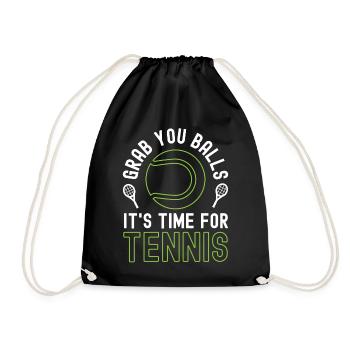 Funny Tennis Player Racket Pun - Drawstring Bag - black - Front