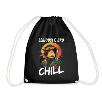 Seriously Bro Chill Monkey Meme Sunset - Drawstring Bag - black - Front