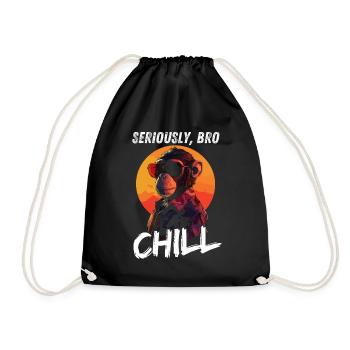 Seriously Bro Chill Monkey Sunset Gamer - Drawstring Bag - black - Front