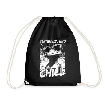 Seriously Bro Chill Lizard Retro Meme - Drawstring Bag - black - Front