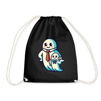 papa fantôme père avec son fils drôle halloween - Sac de sport léger - noir - Devant