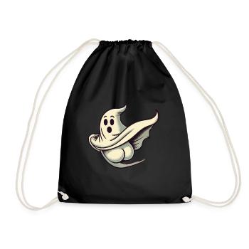 Funny Halloween Ghost Freak Under Sheet - Drawstring Bag - black - Front