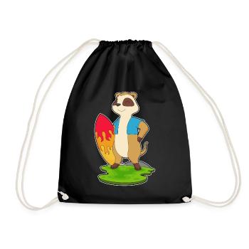 Erdmännchen Surfen Surfbrett Sommer - Turnbeutel - Schwarz - Vorne