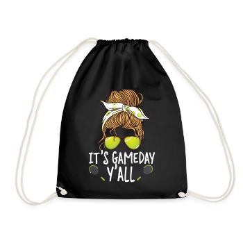 Funny Tennis Player Racket - Drawstring Bag - black - Front