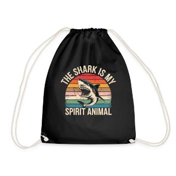Hai The Shark Is My Spirit Animal - Turnbeutel - Schwarz - Vorne