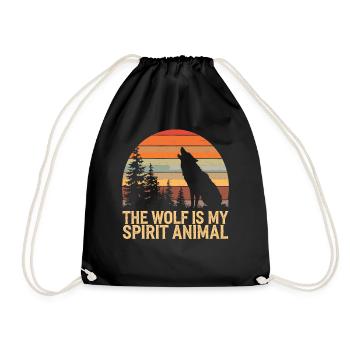 Wolf The Wolf Is My Spirit Animal - Drawstring Bag - black - Front