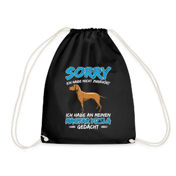 Thinking of Magyar Vizsla Pointing Dog - Drawstring Bag - black - Front