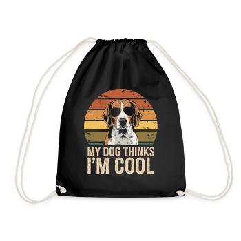 Beagle my dog thinks I'm cool - Drawstring Bag - black - Front
