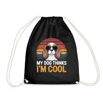 Cavalier Spaniel My Dog Thinks I'm Cool - Drawstring Bag - black - Front