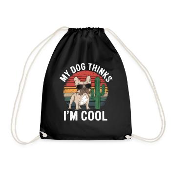 Bouledogue français Mon chien pense que je suis cool - Sac de sport léger - noir - Devant