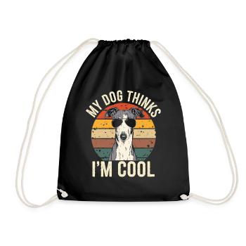 Greyhound my dog thinks I'm cool - Drawstring Bag - black - Front
