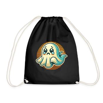 Sad Ghost Funny Ghost Design - Drawstring Bag - black - Front