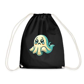 Sad Ghost Funny Ghost Design - Drawstring Bag - black - Front