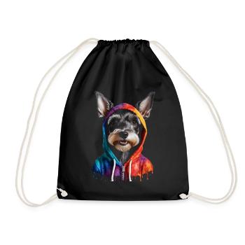 Zwergschnauzer Hoodie Hund Lustig Tier Print - Turnbeutel - Schwarz - Vorne