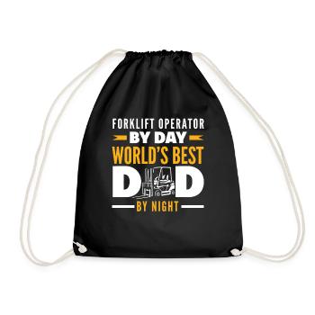 Forklift driver by day, best dad by night - Drawstring Bag - black - Front