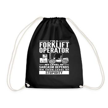 Forklift Driver Sarcasm Stupidity - Drawstring Bag - black - Front