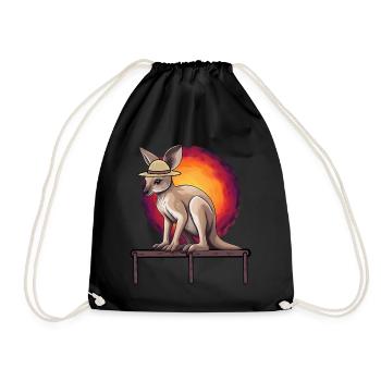 Kangaroo Australia Wildlife Children Child Baby - Drawstring Bag - black - Front