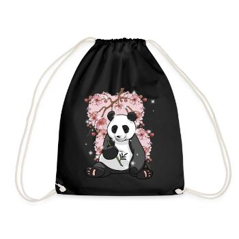Asia China Cherry Blossom Panda Bear Bears Japan - Drawstring Bag - black - Front