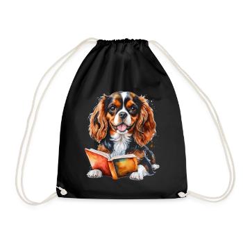 Cavalier King Charles Spaniel Lecture Livre Chien - Sac de sport léger - noir - Devant