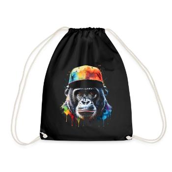 Gorilla Snapback Cap Monkey Cool Animal Design Print - Sac de sport léger - noir - Devant