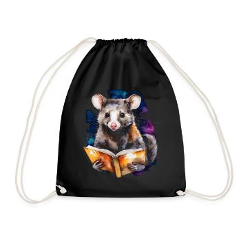 Possum Lecture Coloré Animal Design Imprimer - Sac de sport léger - noir - Devant
