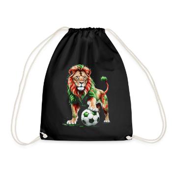 Lion Football Colorful Italy Animal Design Print - Drawstring Bag - black - Front
