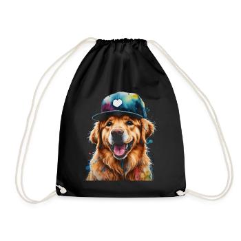 Golden Retriever Snapback Cap Chien Design Print - Sac de sport léger - noir - Devant