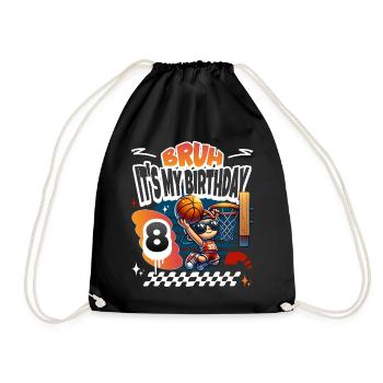 Basketball 8th Birthday - Drawstring Bag - black - Front
