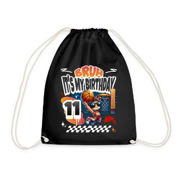 Basketball 11th Birthday - Drawstring Bag - black - Front