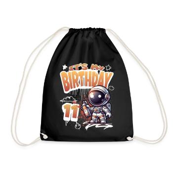 Graffiti Astronaut 11th Birthday - Drawstring Bag - black - Front