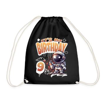 Graffiti astronaute 9e anniversaire - Sac de sport léger - noir - Devant