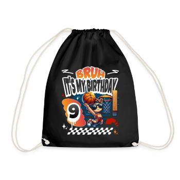 Basketball 9th Birthday - Drawstring Bag - black - Front