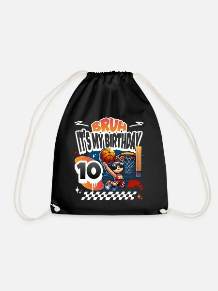 Basketball 10. Geburtstag - Turnbeutel - Schwarz