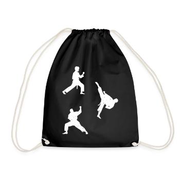 Taekwondo Fighter Silhouettes Taekwondo Silhouette - Drawstring Bag - black - Front